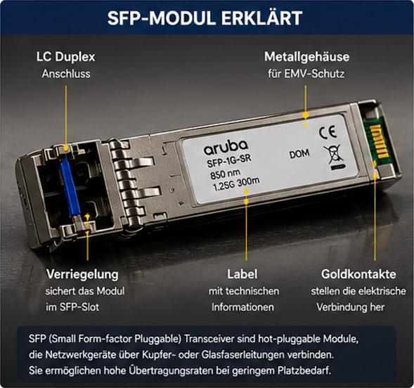 SFP Modul erklärt mit Beschriftung